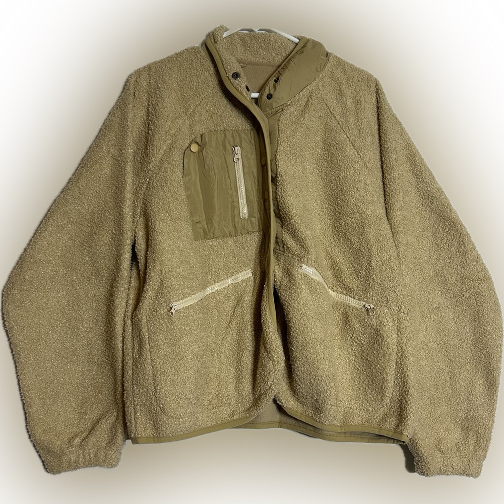 Cozy Tan Fleece Jacket with Pockets